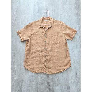 Everlane 100% Linen Short-Sleeve Standard Fit Shirt Tan Color Sz Large